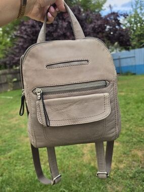 Fossil Small Taupe Leather Backpack